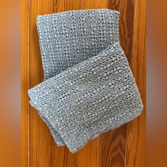 Pottery Barn Blue Textured Pillowshams - Picture 1 of 6